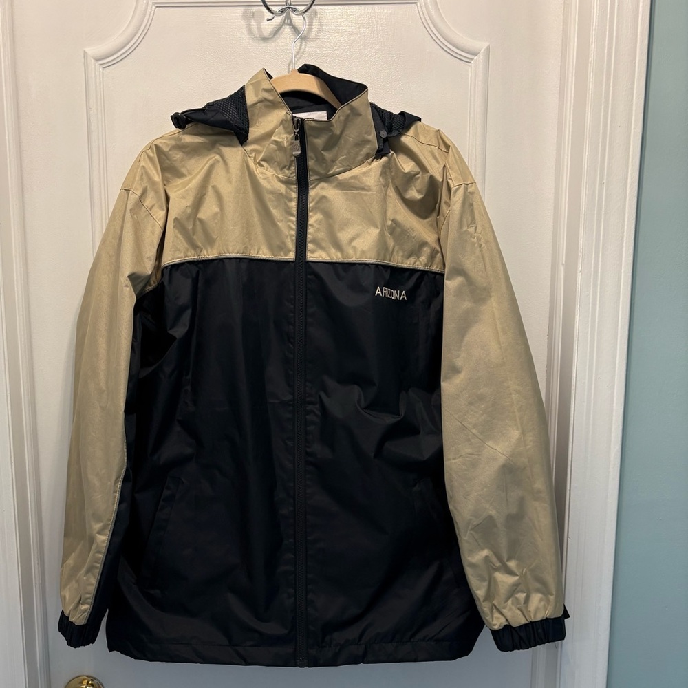 Black and Tan Arizona Raincoat with Zip on Hood